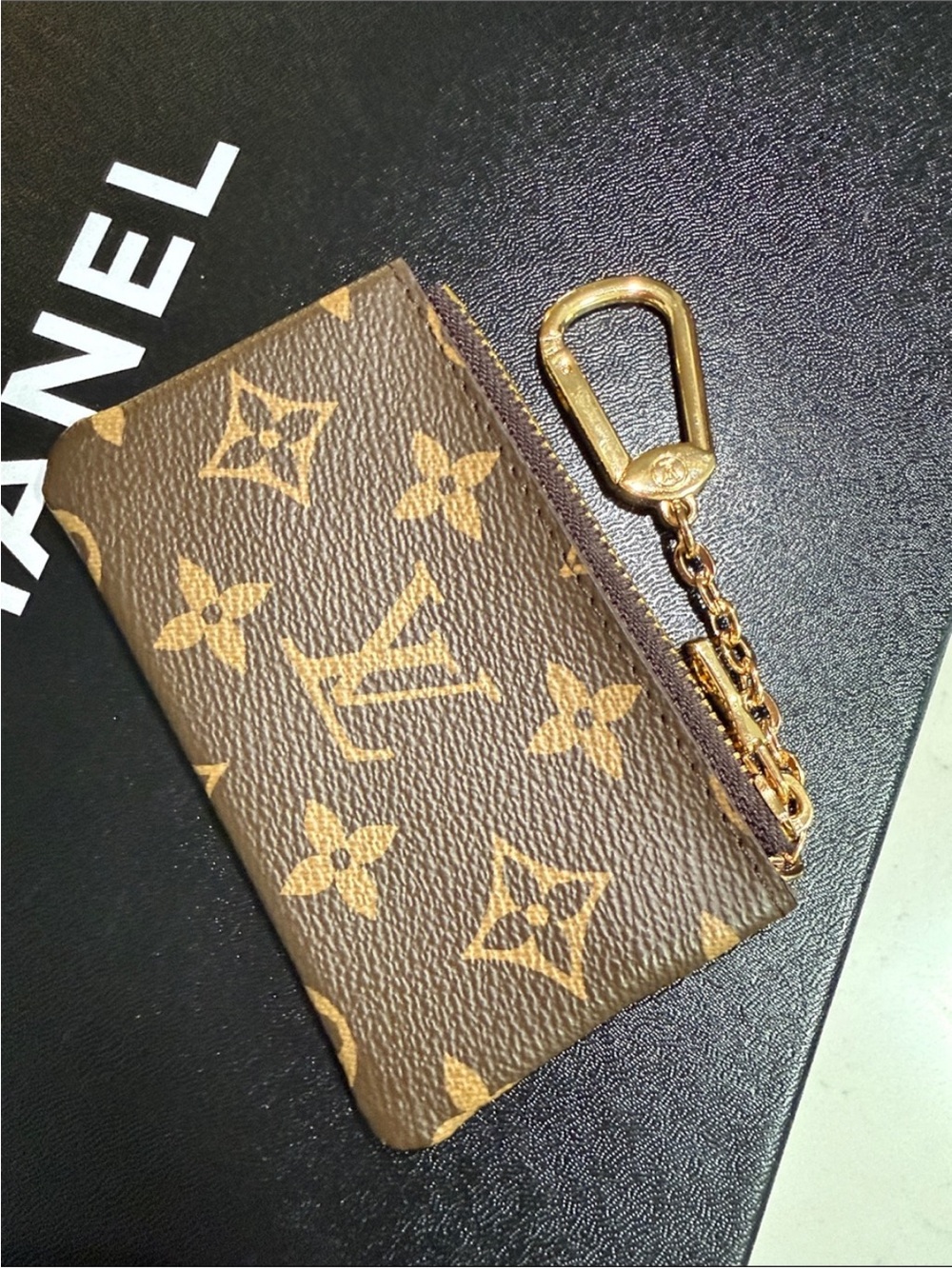 Louis Vuitton Monogram Mini Key Pouch with Gold Hardware
